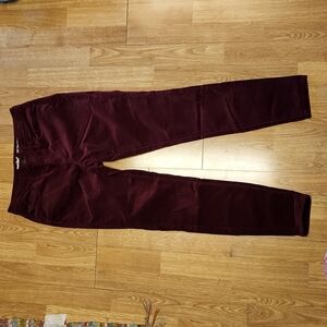 Mossimo maroon velvet high rise skinny jeans 4/27R